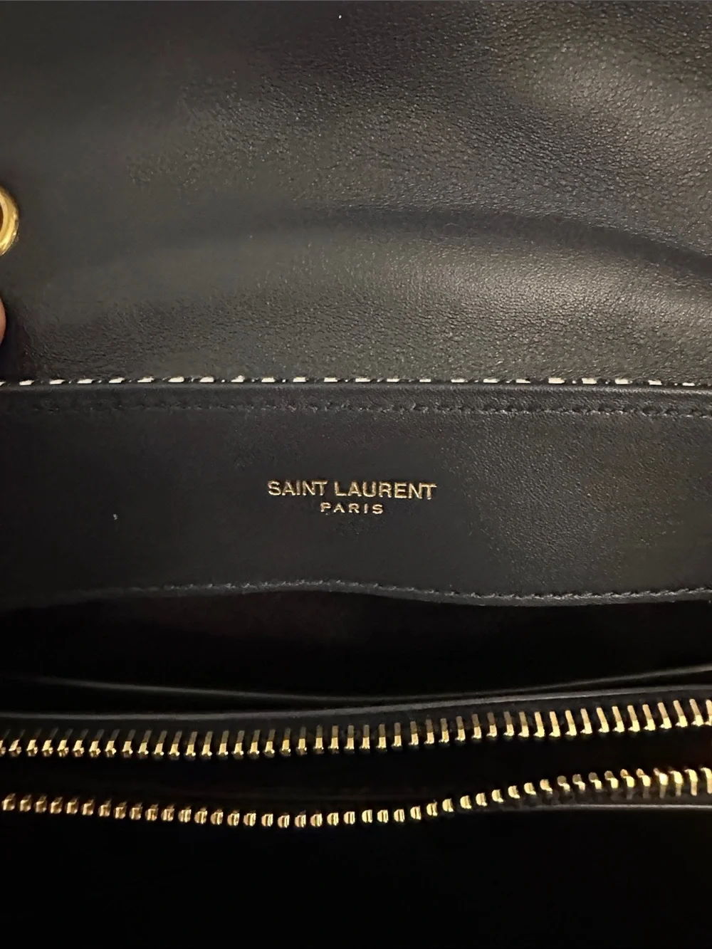 Saint Laurent LouLou Denim Striped Quilted Shoulder Bag with Gold Hardware